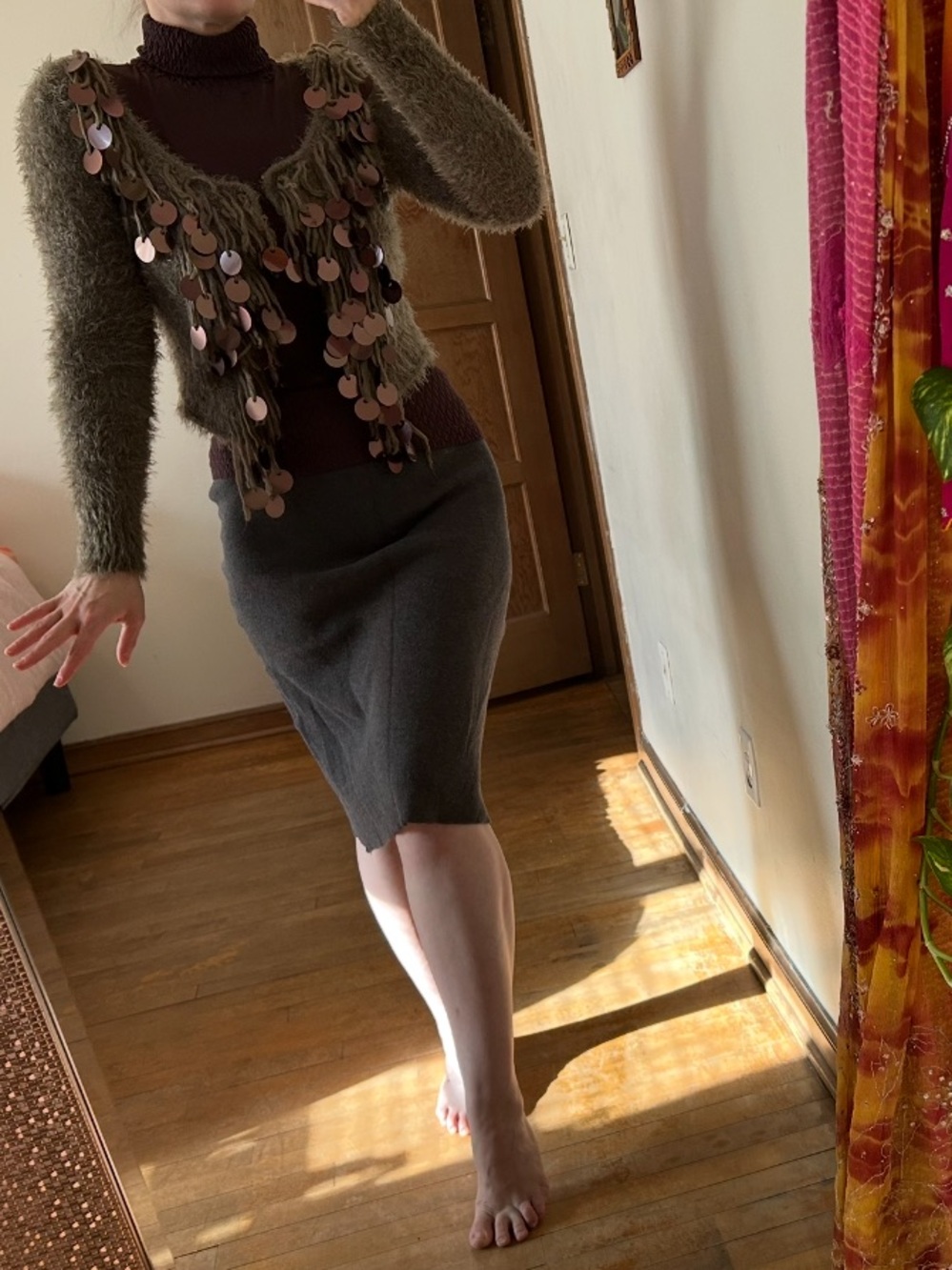3PC Office Siren OUTFIT Organic Cotton Sweater Skirt, faux mohair, y2k Bebe